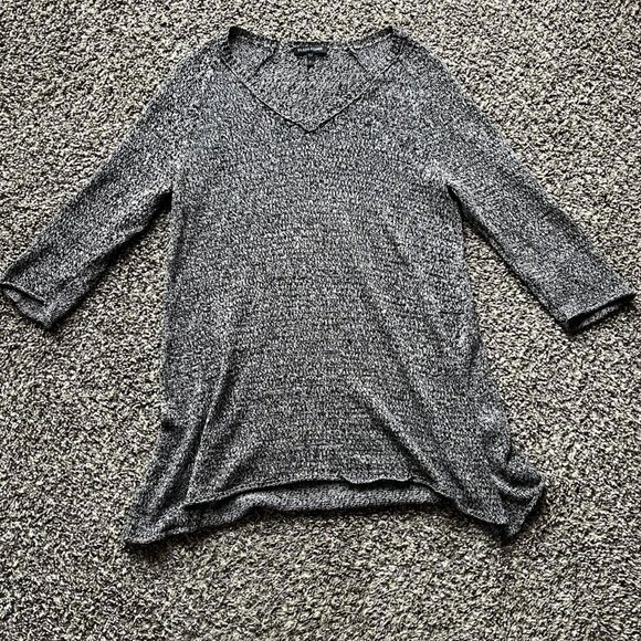 Gray Eileen Fisher V Neck Cotton Sweater, Small Womens Eileen Fisher Pullover - Picture 1 of 7